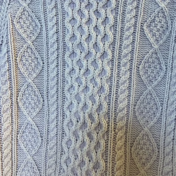 LL Bean Signature Cotton Fisherman Cable Knit Tunic - Lavender Size XL - Picture 3 of 10